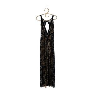 Mapalé Black Sheer Lace Mesh Maxi Lingerie Dress Sexy See Through Gown S